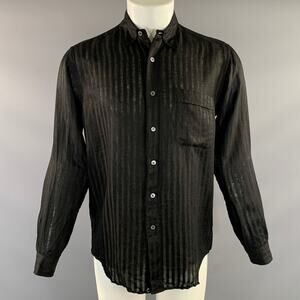 LORENZI Size S Black Stripe  Button Up Long Sleeve Shirt